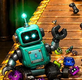 Robot game vignette built with Incisor